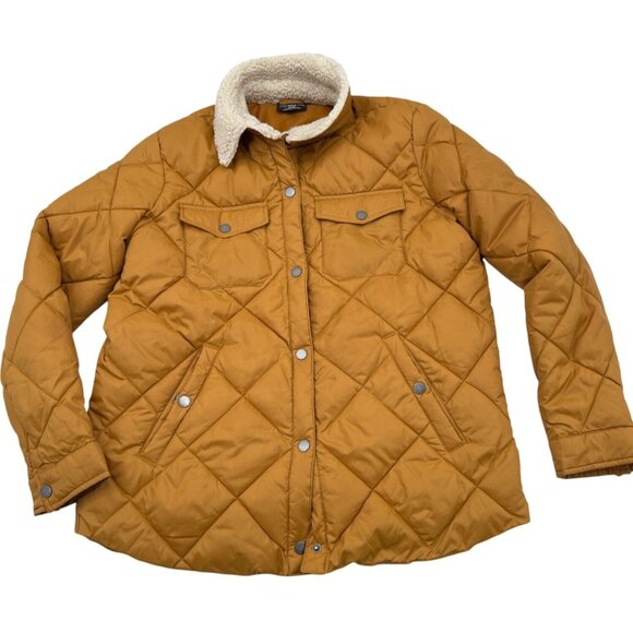 Womens HFX Quilted Jacket W/ Sherpa Collar Medium M Mustard Yellow Polyester - Picture 1 of 7